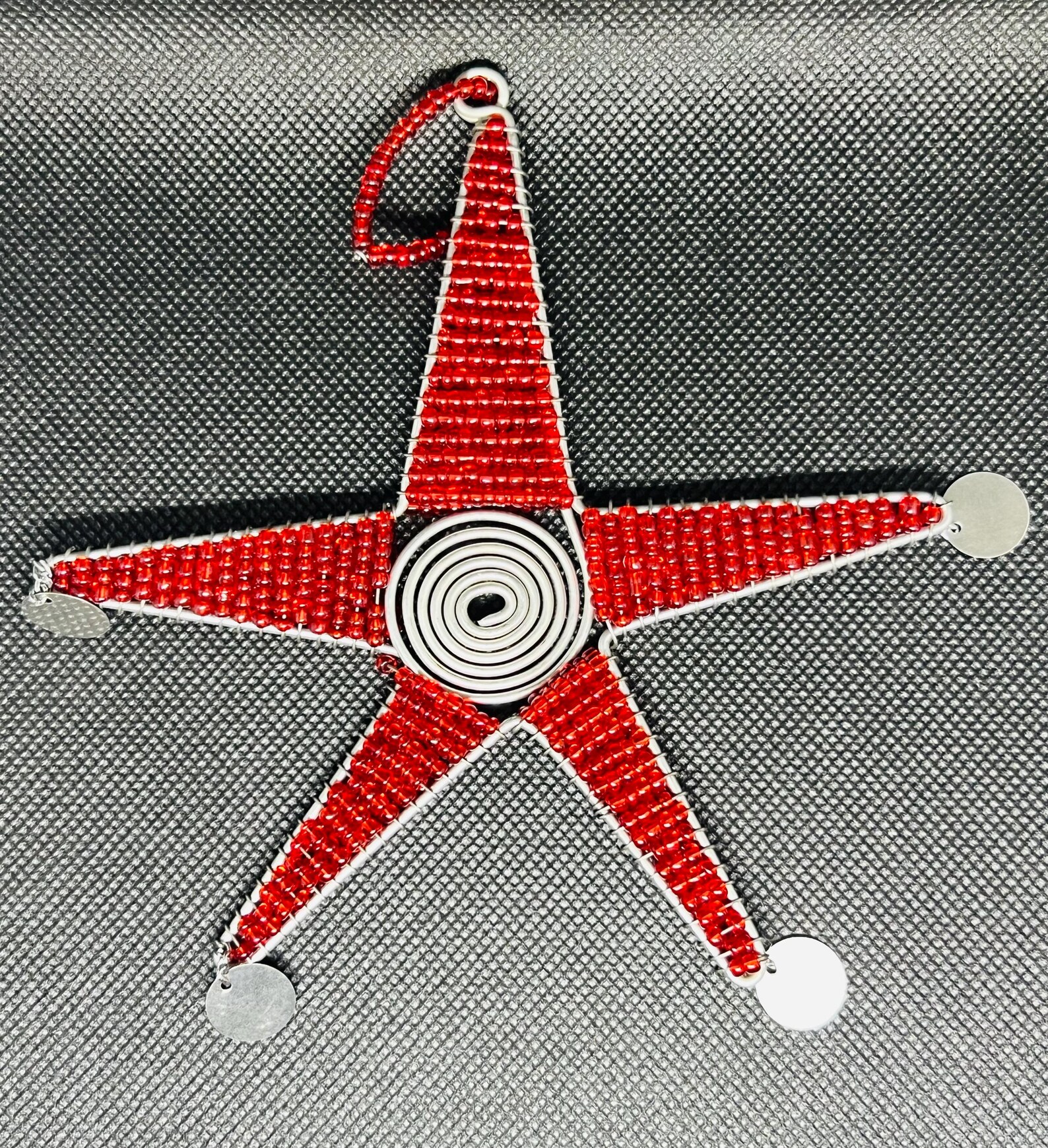 Beaded star hanger ornament